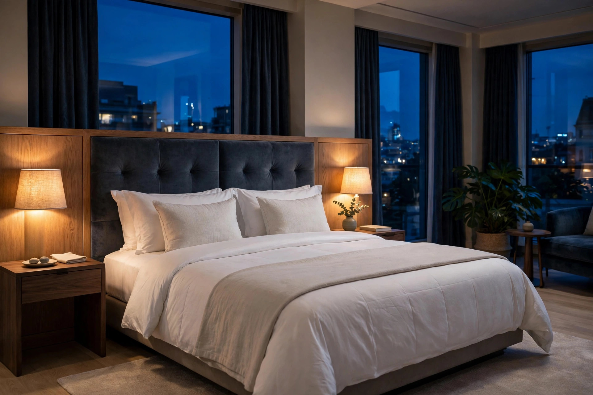 Chambre d'hôtel luxueuse la nuit