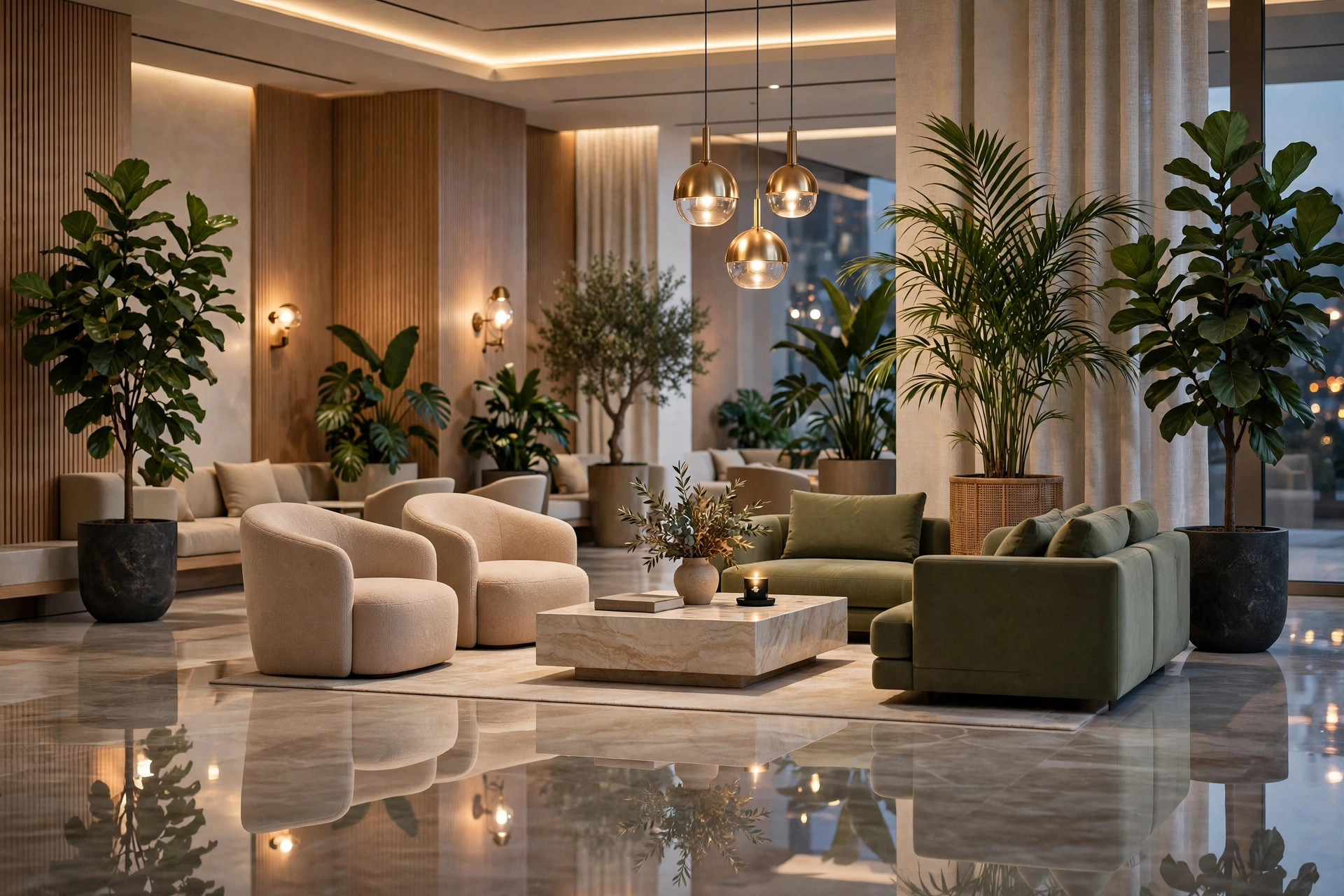 Hall d'hôtel moderne et accueillant